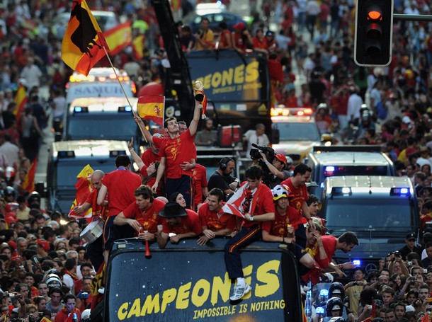 Todo el seleccionado español celebró en Madrid.