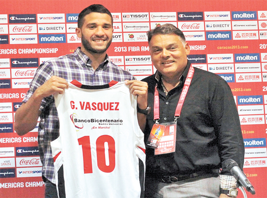 Greivis Vásquez cuando fue presentado por Guaros.